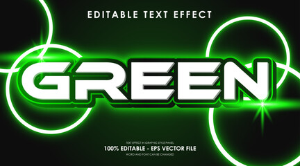 Wall Mural - Editable Green Neon Color 3D Text Effect With Lens Flare