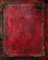 Wall Mural - Cover Photo Background. Aged Burgundy Book with Abstract Antique Border