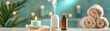 © IYearDesign - Elegant spa room with essential oils and a sleek diffuser, emitting calming scents