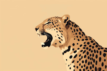 Poster - Roaring cheetah vector illustration