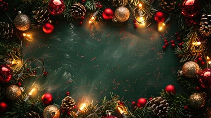 Canvas Print - Festive garland with empty space amidst Christmas lights