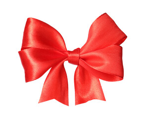 Poster - Red satin ribbon bow isolated on white