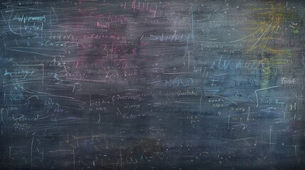 Poster - A chalkboard showcases an array of colorful spirals and abstract shapes, created during a creative classroom activity. Generative AI