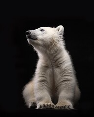 Wall Mural - Polar bear cub on a black background. Studio shot