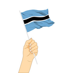 Wall Mural - Vector illustration of Botswana flag in hand on transparent background