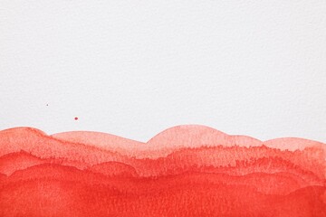 Canvas Print - Red watercolor painting on white paper, top view. Space for text