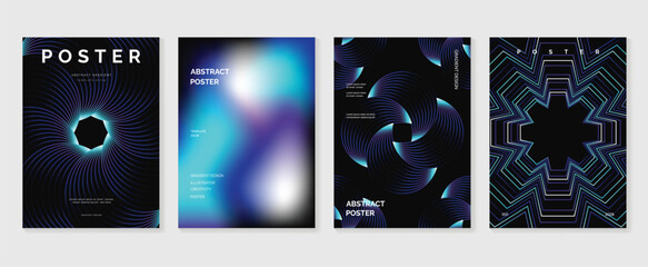 Wall Mural - modern gradient poster background vector set. minimalist style cover template with vibrant blend lin