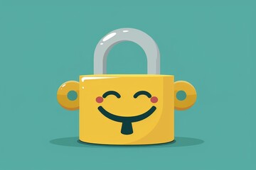 Wall Mural - minimalist green lock icon on tech background, highlighting simple and secure digital data protectio