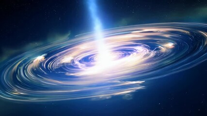 Wall Mural - Quasar emitting bright beam in deep space. Cosmic phenomena. Galaxy and universe exploration concept. Travel through outer space. Science fiction