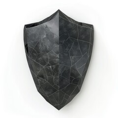 Wall Mural - 3d render, low poly style of cracked shield, on isolated white background, generative ai