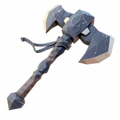 Sticker - 3D Render, Low Poly style of cracked warhammer, on isolated white background, Generative AI