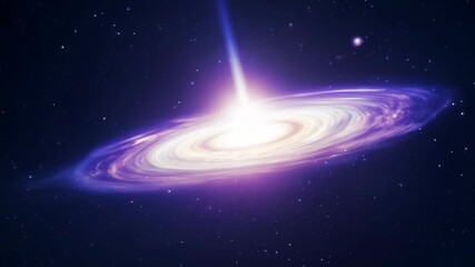 Wall Mural - Quasar emitting bright beam in deep space. Cosmic phenomena. Galaxy and universe exploration concept. Travel through outer space. Science fiction