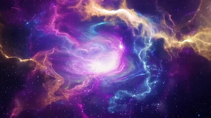 Wall Mural - Colorful cosmic nebula in deep space. Galaxy exploration and universe beauty. Moving through outer space. Banner, poster, wallpaper. Science fiction
