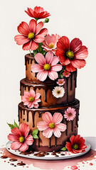 Wall Mural - beautiful delicious cake. festive birthday cake. a wedding cake	
