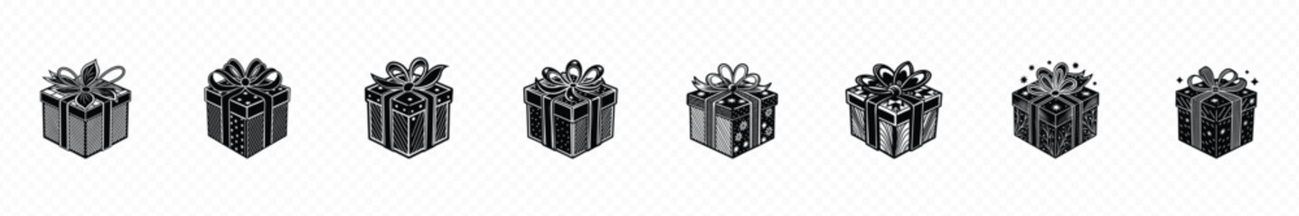 Gift icon set. gift vector icon. Gift Box icon design template. Present gift box icon. Illustration of a wrapped present box icon