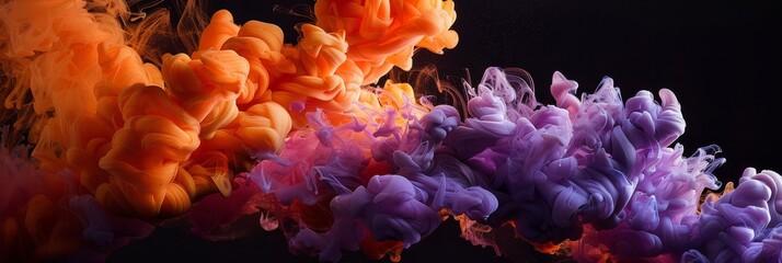 Wall Mural - vibrant and colorful smoke swirls gracefully against a dark and mysterious background
