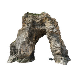 tall rock formation on the coast is creating a natural arch