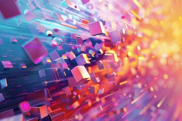 Wall Mural - multicolored cubes create a vibrant abstract background, graphic design project background