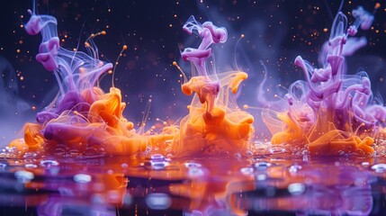 Wall Mural - a vibrant color splash of ink in water, creating a beautiful and artistic display