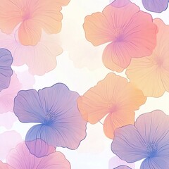 Wall Mural - pastel gradient minimal drawing flower pattern seamless background.