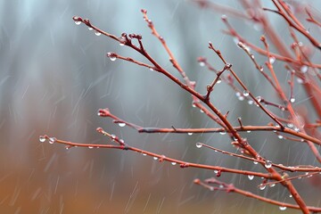 Wall Mural - a tree branch with drops of water on it