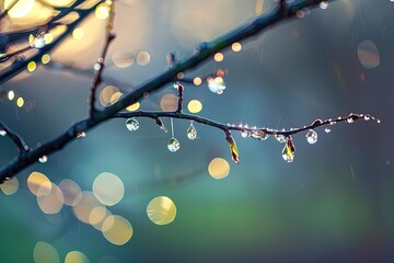 Wall Mural - a branch with drops of water on it