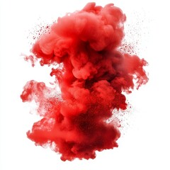 An abstract red smoke explosion isolated on a transparent background.