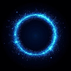 Leinwandbilder - Digital, futuristic, technological circle of midnight blue shining dust spots with a clear magic effect