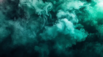 Aufkleber - Green gas clouds on transparent background. This illustration features toxic fog, poisonous evaporation, color powder, orbs of stinky odor, mysterious Halloween glowing, and mysterious smoke.