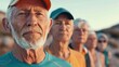 © HideAwayDigitalTH - Group of seniors cooling down after exercise, relaxed expressions, wellness and relaxation, editorial photography, copy space for text
