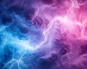 Wall Mural - The motion of purple and blue lightning on an abstract backdrop is captured in high definition to create a vivid electricity effect.