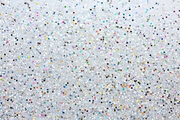 Aufkleber - Blurred white and grey glitter bokeh circles. Bright luxury elegance. White and silver glisten twinkle for texture wallpapers and background backdrops.
