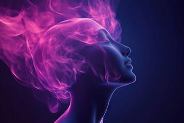Poster - Purple smoke swirls around black background. Beautiful swirling smoke.