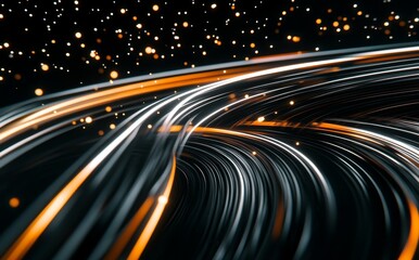 Aufkleber - An illuminated round line with motion blur in a 3D rendering.