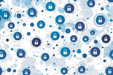 Poster - Futuristic blue padlocks on a digitally enhanced water droplet pattern, blending natural and cyber elements for enhanced security concepts.