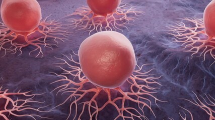 Sticker - Biological cancer cell and disease, 3d rendering.