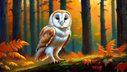 Wall Mural - illustration of Barn Owl