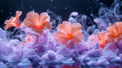 Wall Mural - vibrant flowers intertwined in a colorful liquid swirl creating a beautiful visual display