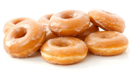 Wall Mural - pile of glazed donuts isolated on white background