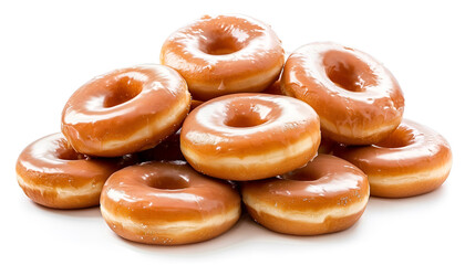 Wall Mural - pile of glazed donuts isolated on white background