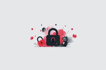 Wall Mural - vibrant digital padlock icon set against a minimalist background, representing secure access in the 