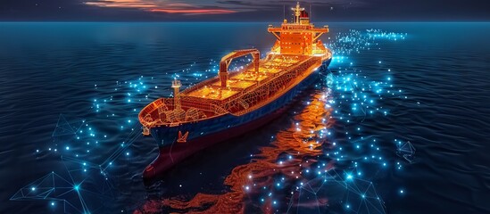 Cargo Ship Navigating the Digital Sea