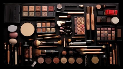 A flat lay of makeup products