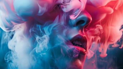 Wall Mural - Abstract portrait with vibrant colors and smoke