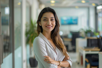 Canvas Print - young indian businesswoman standing confidently