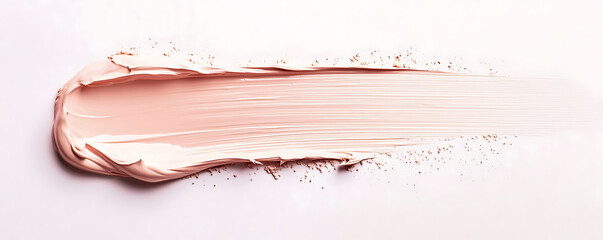 Wall Mural - Pink brush stroke displayed in a blend of colorful pastel on white background.