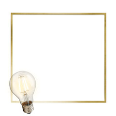 Canvas Print - Light bulb with a gold frame design element