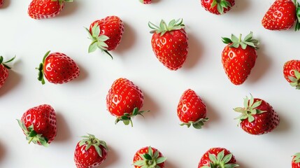 Wall Mural - strawberries on a white background