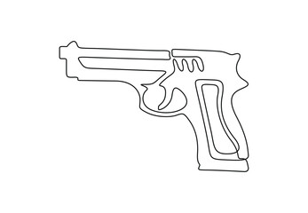 Wall Mural - Continuous one line drawing of a police gun vector illustration. Pro vector