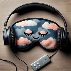 207 31 A pair of headphones and a sleep mask blended into a sens